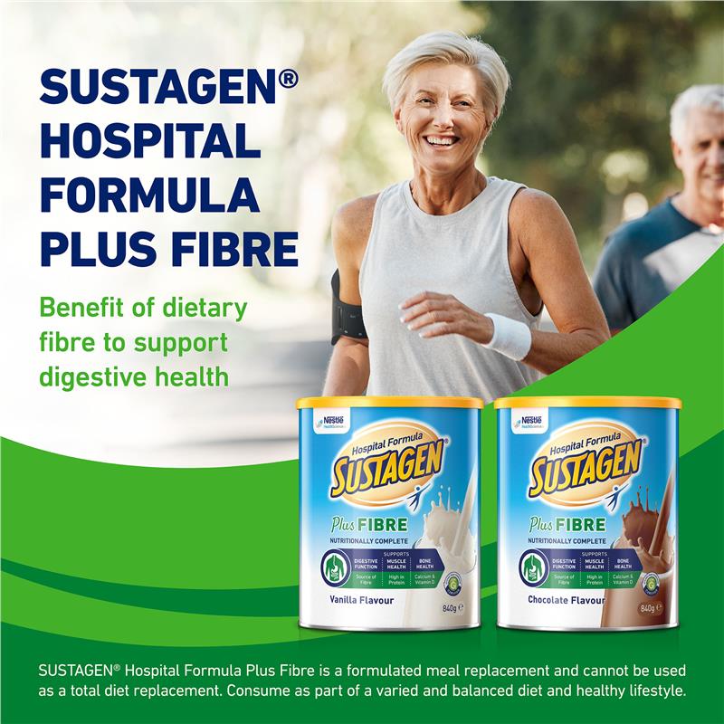 Load image into Gallery viewer, Sustagen Hospital Formula + Fibre Nutritional Supplement Vanilla Flavour 840g
