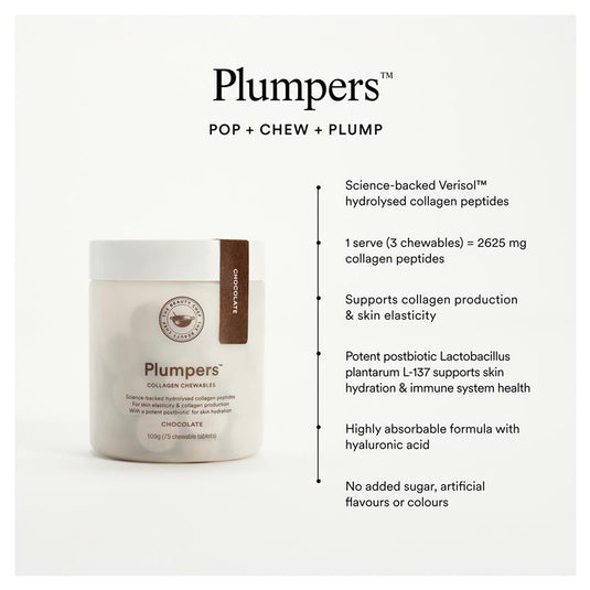 The Beauty Chef Plumpers Chocolate Collagen Peptides 75 Chewable Tablets