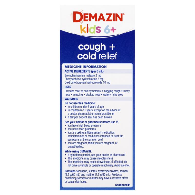 Load image into Gallery viewer, Demazin Kids 6+ Cough + Cold Relief 200ml
