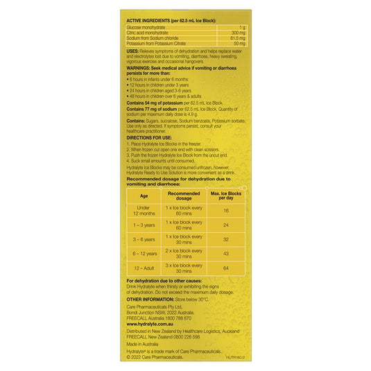 Hydralyte Electrolyte Ice Blocks Tropical 16