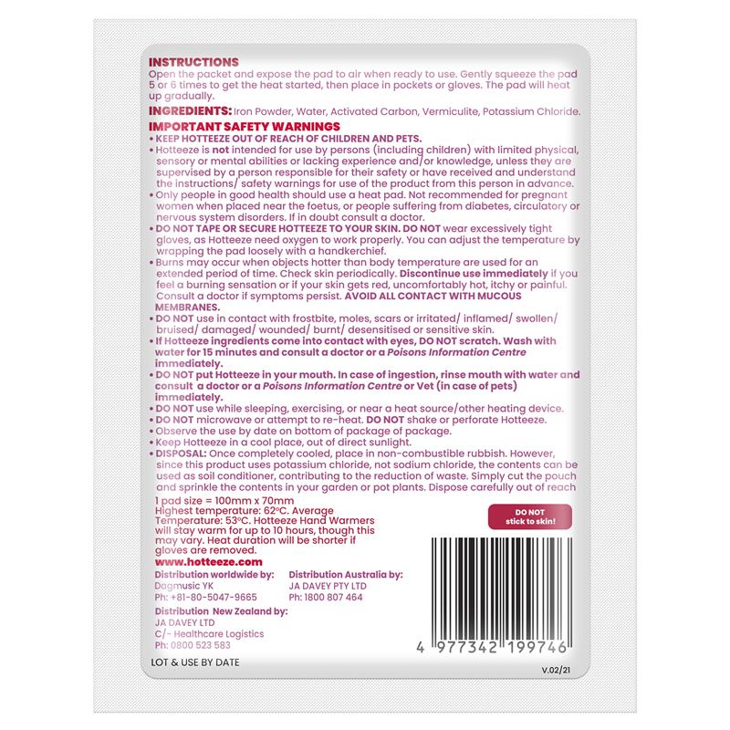 Load image into Gallery viewer, Hotteeze Heat Pads Hand Warmers 10 Pack
