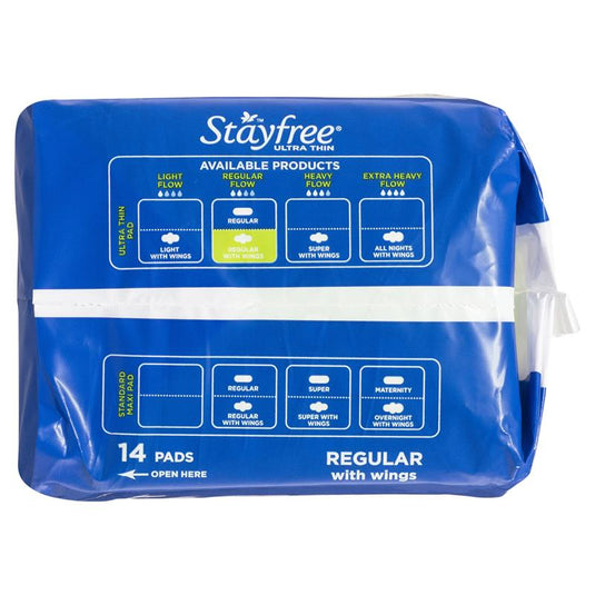 Stayfree Ultra Thin Regular Sanitary Pads With Wings 14 Pack