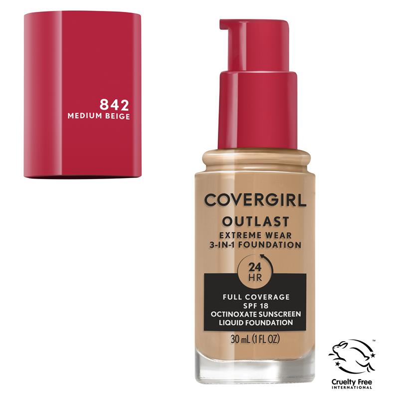 Load image into Gallery viewer, Covergirl Outlast Extreme Wear Foundation 842 Medium Beige 30ml
