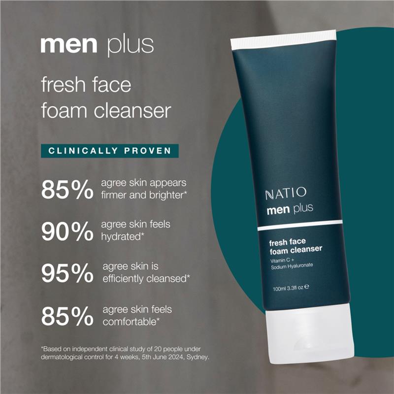 Load image into Gallery viewer, Natio Mens Plus Fresh Face Foam Cleanser 100ml
