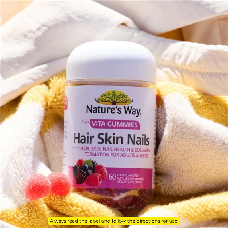 Load image into Gallery viewer, Nature's Way Adult Vita Gummies Hair Skin Nail 60 Gummies

