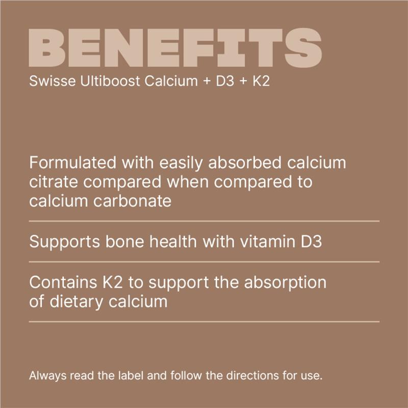 Load image into Gallery viewer, Swisse Ultiboost Calcium + D3 + K2 60 Tablets
