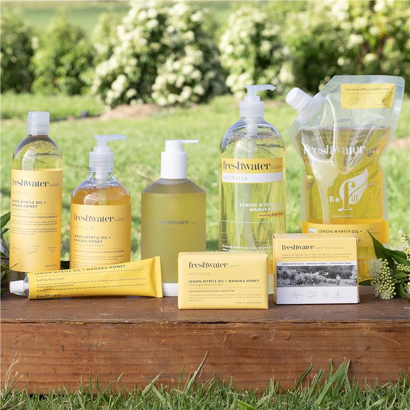 Load image into Gallery viewer, Freshwater Farm Lemon Myrtle Oil + Manuka Honey Body Bar 200g
