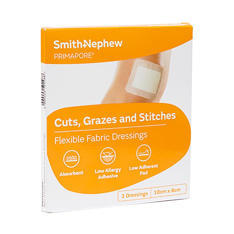 Load image into Gallery viewer, Primapore Flexible Fabric Dressing 10cm x 8cm 3 Pack
