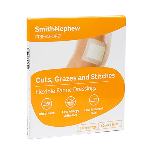 Primapore Flexible Fabric Dressing 10cm x 8cm 3 Pack
