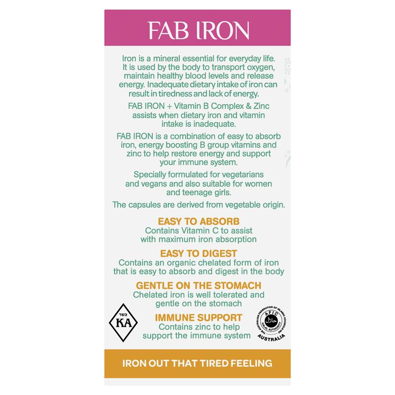 Load image into Gallery viewer, Fab Iron + Vitamin B Complex and Zinc 60 Capsules
