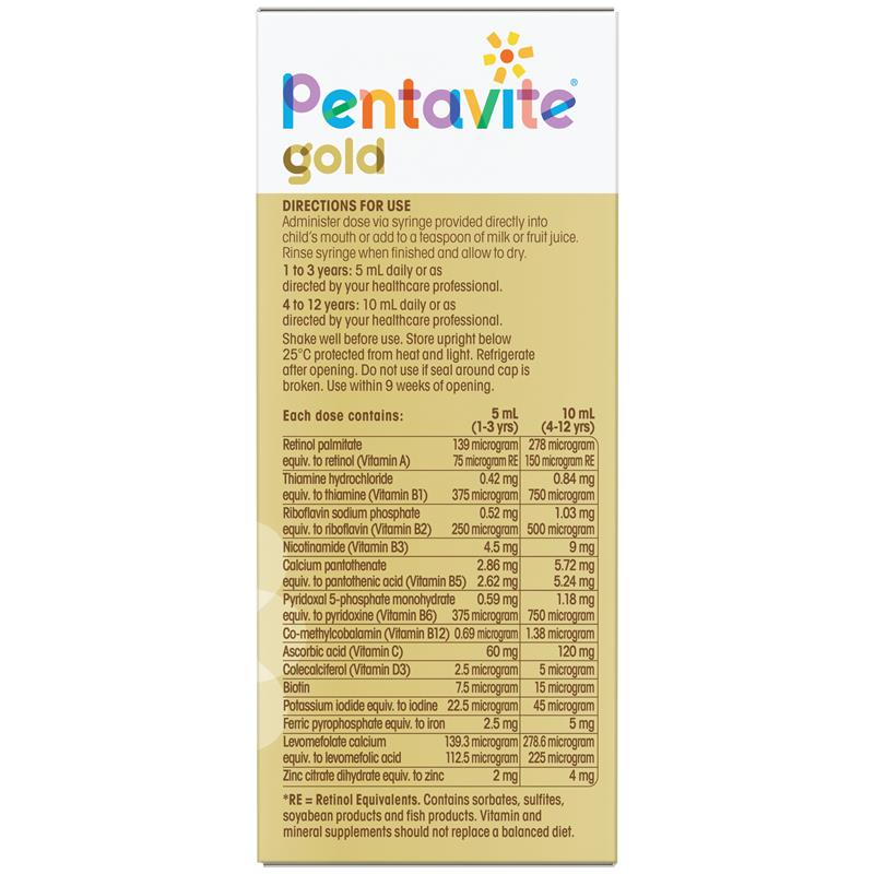 Load image into Gallery viewer, Pentavite Gold Multivitamin + Iron Liquid For Kids 200ml
