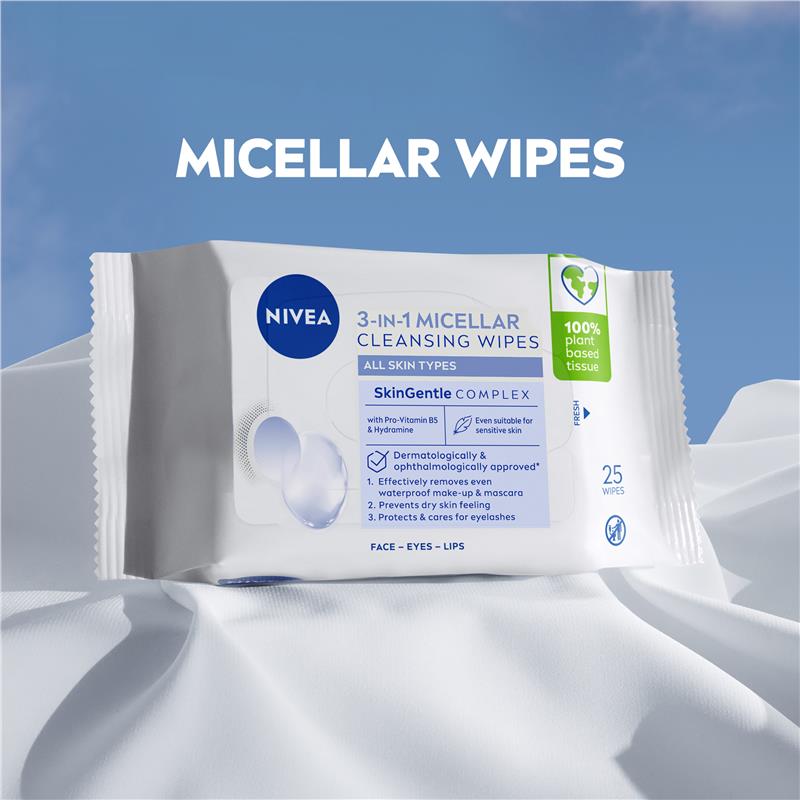 Load image into Gallery viewer, NIVEA 3in1 Micellar Cleansing All Skin Types Wipes 25 Pack
