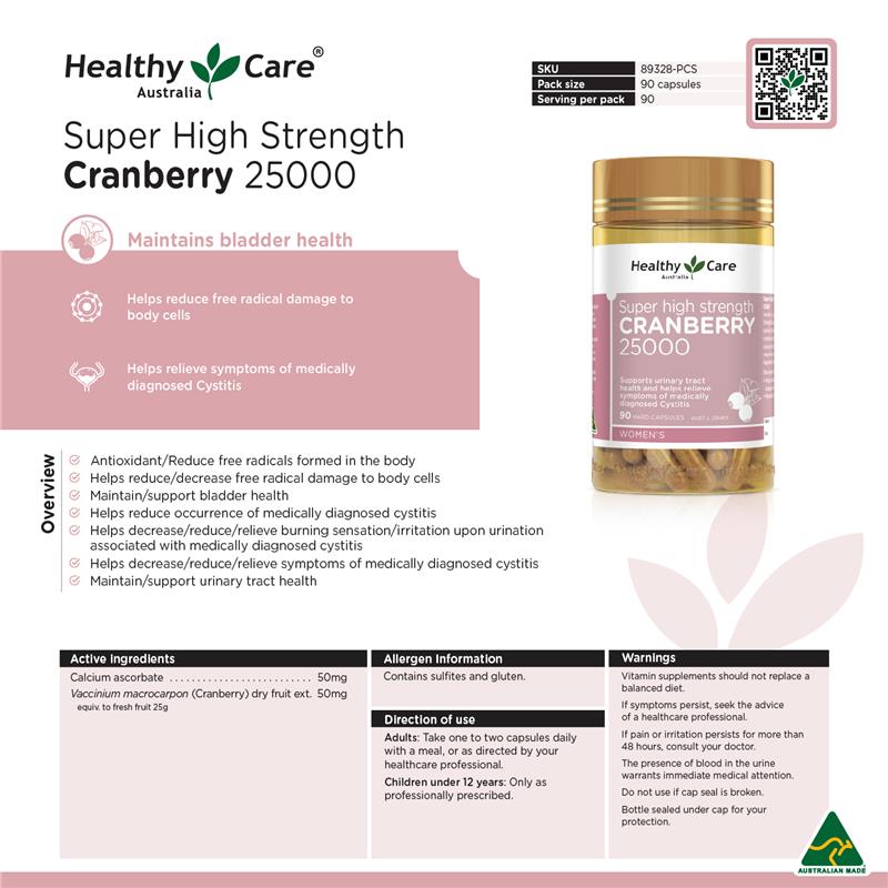 Load image into Gallery viewer, Healthy Care Super Cranberry 25000 90 Capsules

