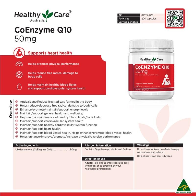 Load image into Gallery viewer, Healthy Care CoEnzyme Q10 50mg 200 Capsules
