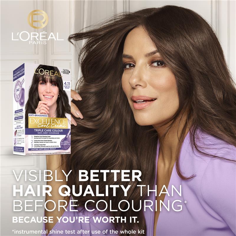 Load image into Gallery viewer, L'Oreal Paris Excellence Cool Creme Permanent Hair Colour 4.11 Ultra Ash Brown
