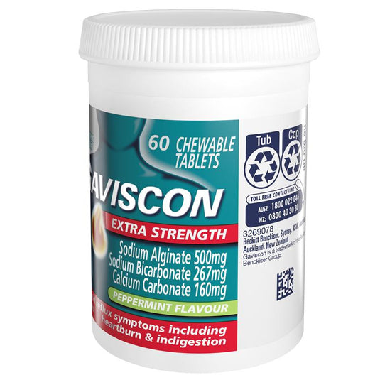 Gaviscon Extra Strength Peppermint 60 Chewable Tablets