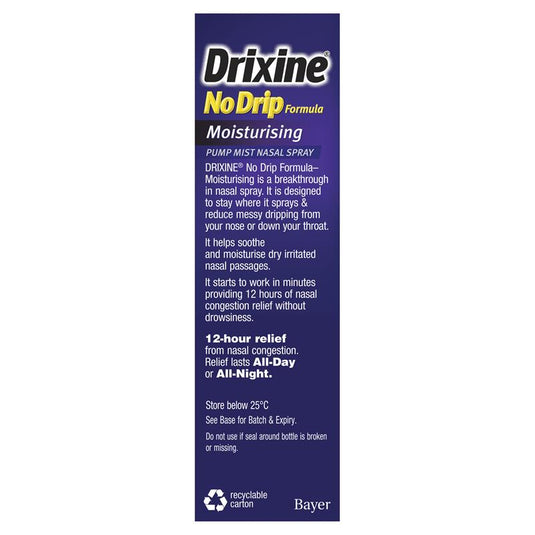 Drixine 12 Hour Relief No Drip Moisturising Nasal Spray 15mL