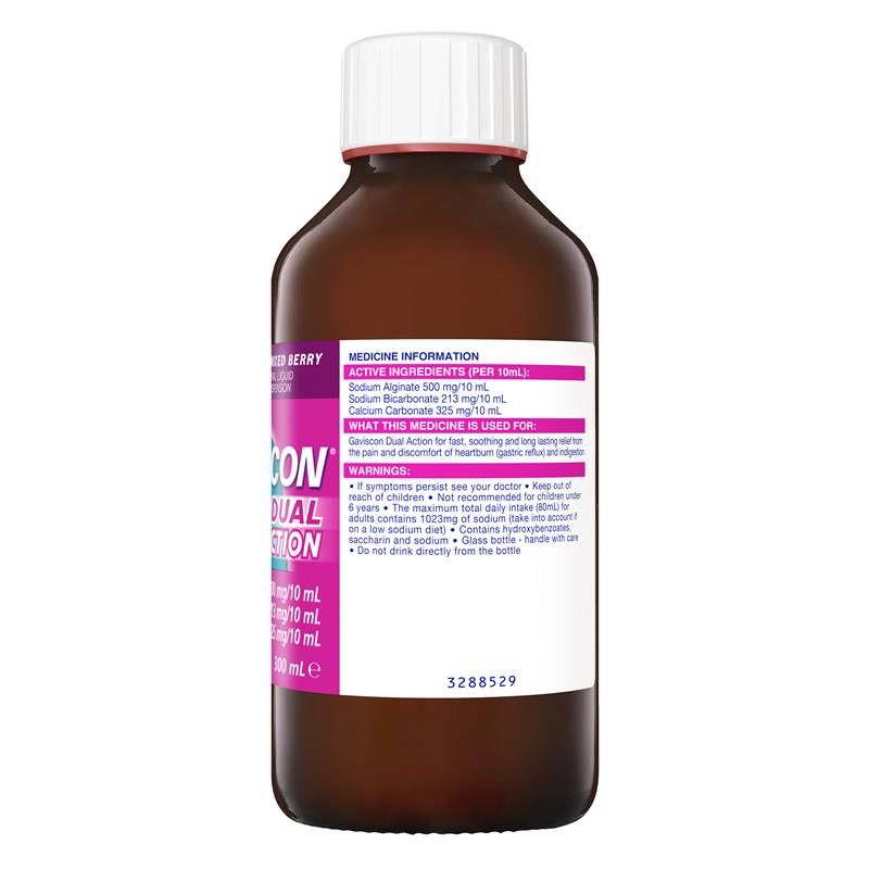 Load image into Gallery viewer, Gaviscon Dual Action Liquid Mixed Berry Flavour Heartburn and Indigestion Relief 300ml
