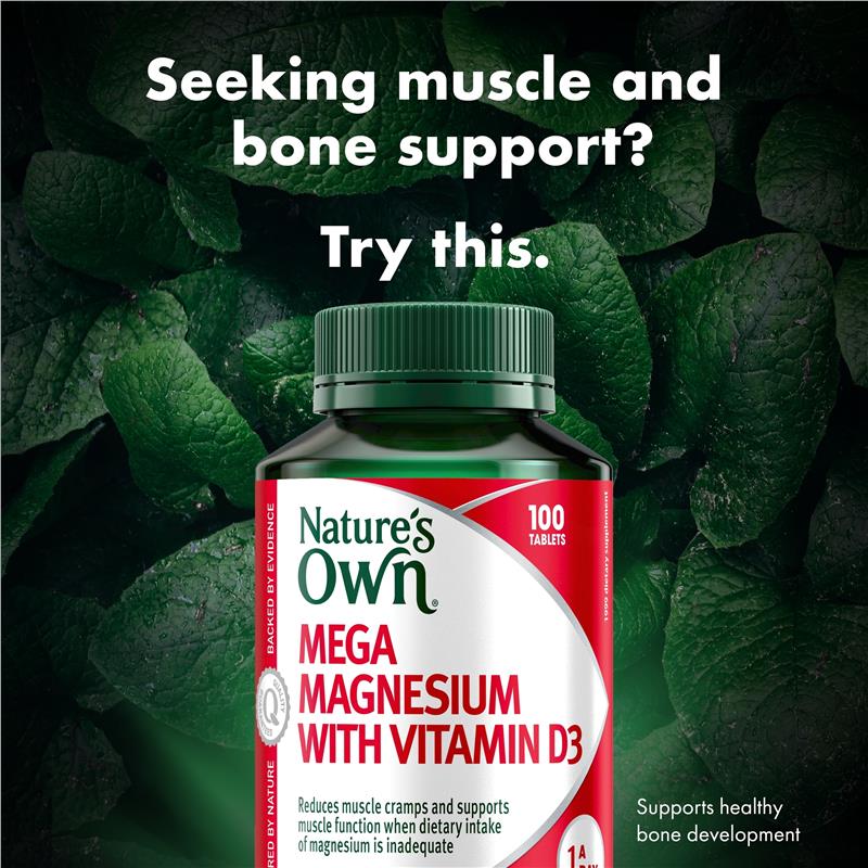 Load image into Gallery viewer, Nature's Own Mega Magnesium With Vitamin D3 100 Tablets
