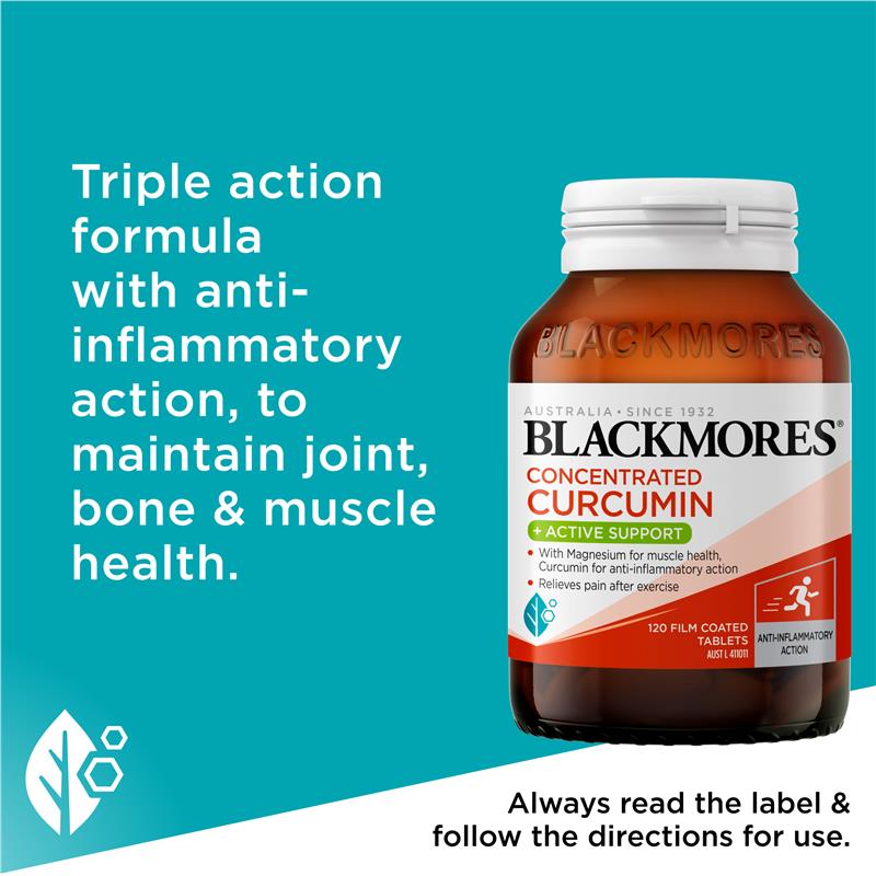Load image into Gallery viewer, Blackmores Concentrated Curcumin + Active Support 120 Tablets
