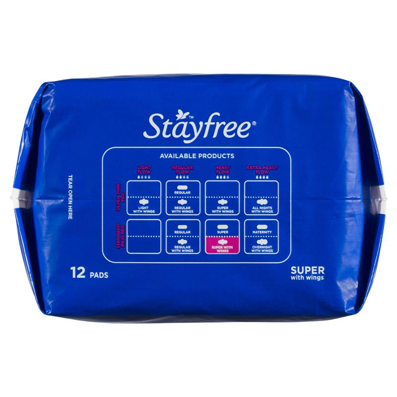 Load image into Gallery viewer, Stayfree Super Pads With Wings 12 Pack
