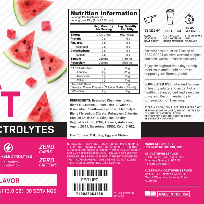 Load image into Gallery viewer, Optimum Nutrition BCAA Boost Watermelon 390g
