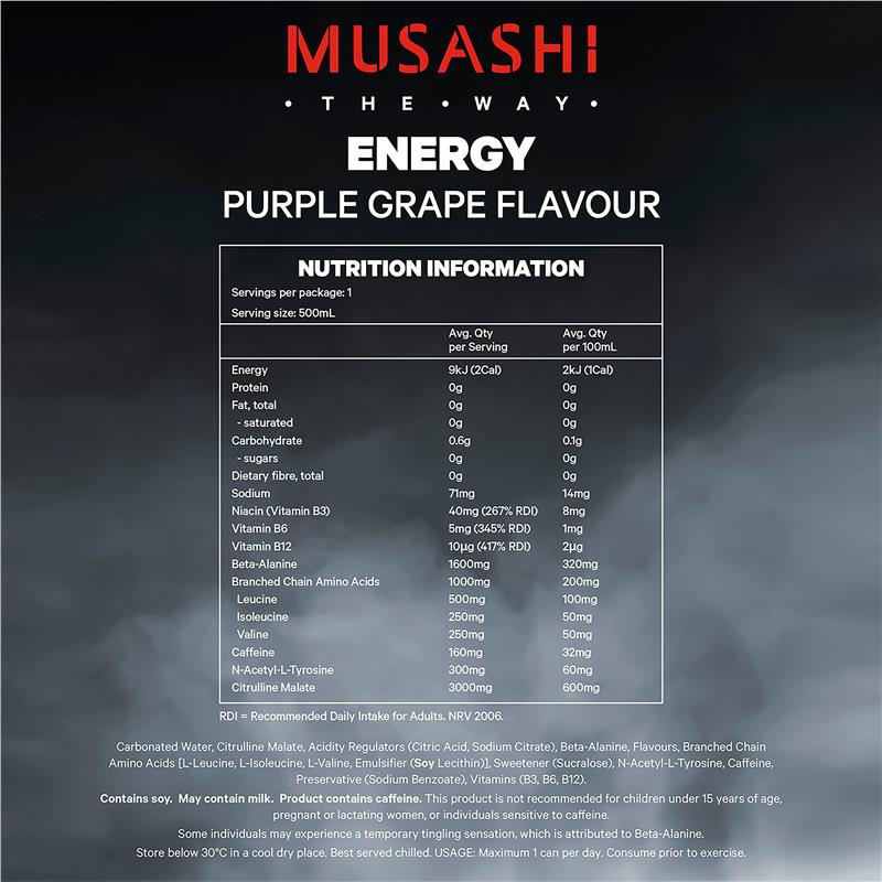 Load image into Gallery viewer, Musashi Energy Purple Grape 500ml
