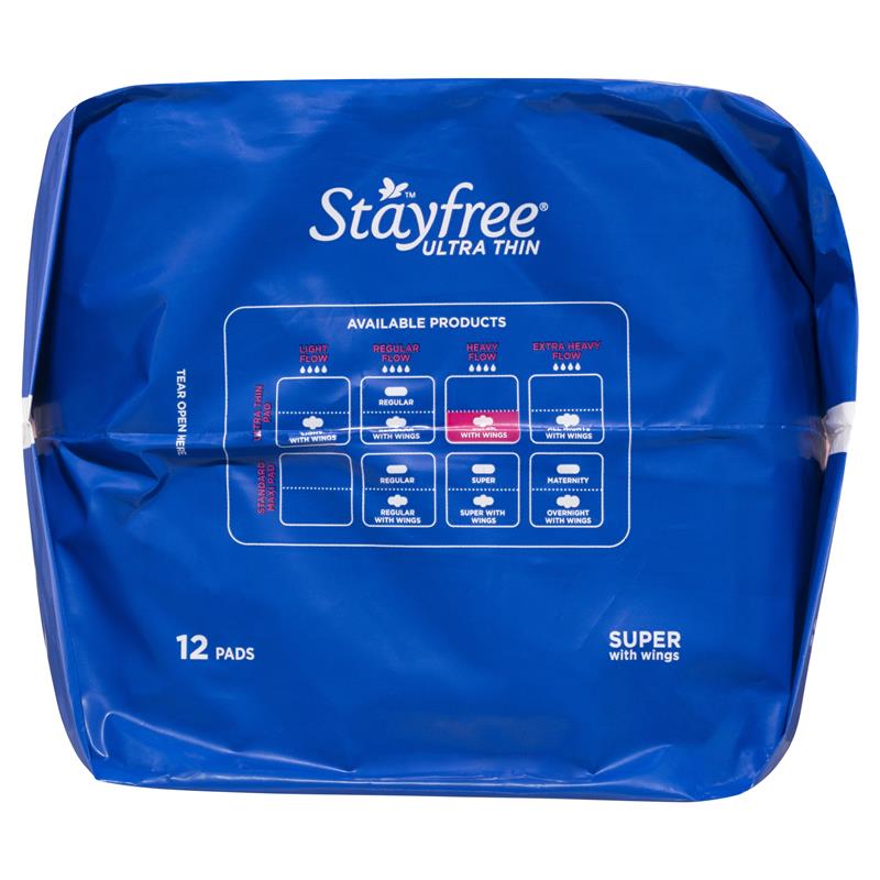 Load image into Gallery viewer, Stayfree Ultra Thin Super Sanitary Pads With Wings 12 Pack
