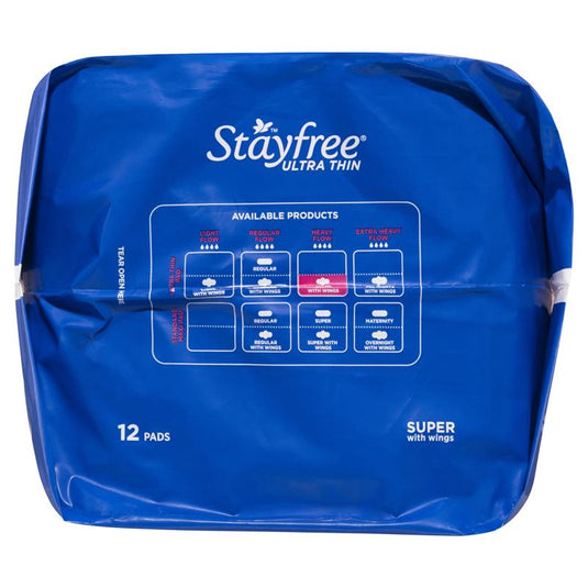 Stayfree Ultra Thin Super Sanitary Pads With Wings 12 Pack