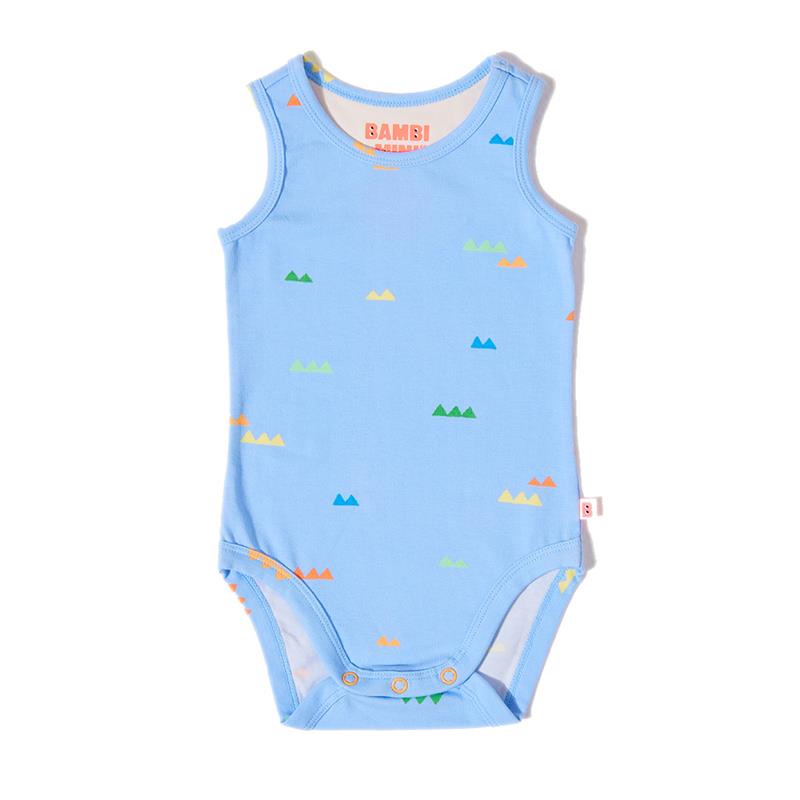 Load image into Gallery viewer, Bambi Mini Co. Supersinglet Bodysuit Boys Green Croc and Triangles 2 pack 0-3
