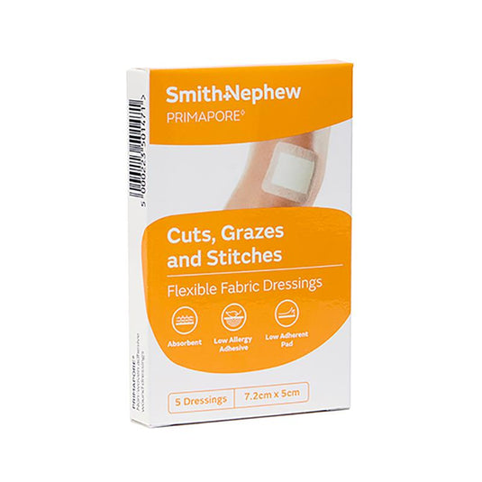 Primapore Flexible Fabric Dressing 7.2cm x 5cm 5 Pack