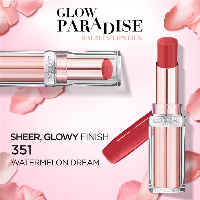 Load image into Gallery viewer, L'Oreal Paris Glow Paradise Balm-In-Lipstick 351 Watermelon Dream
