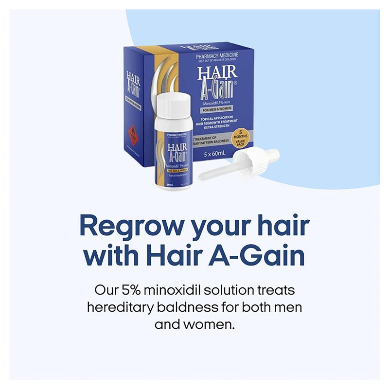 Load image into Gallery viewer, Hair A-Gain Hair Regrowth Treatment Extra Strength for Men &amp; Women – 5 Month Value Pack – 5 x 60ml

