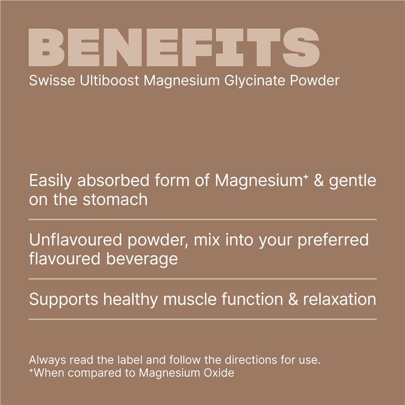 Load image into Gallery viewer, Swisse Ultiboost Magnesium Glycinate Unflavoured Powder 140g
