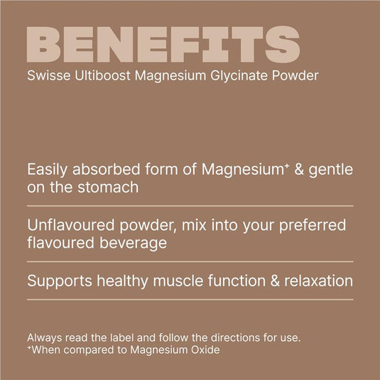 Swisse Ultiboost Magnesium Glycinate Unflavoured Powder 140g