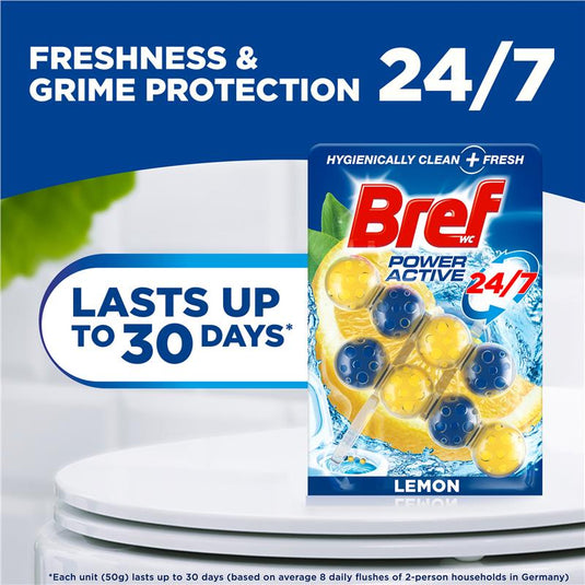 Bref Power Active Toilet Cleaner Block Lemon Twin Pack 100g
