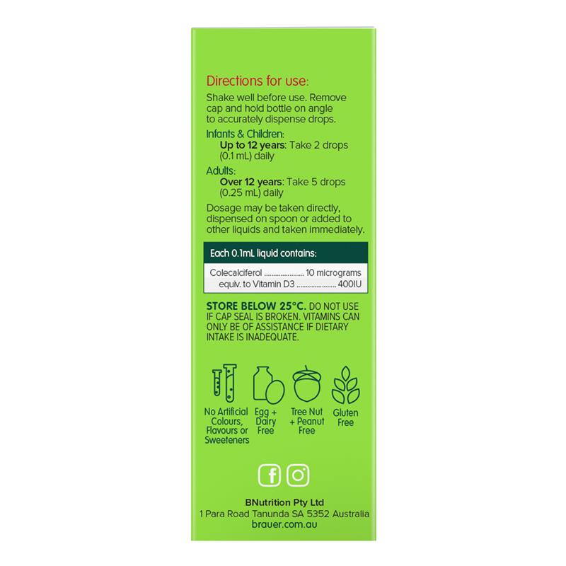 Load image into Gallery viewer, Brauer Kids Liquid Vitamin D 400IU 10ml
