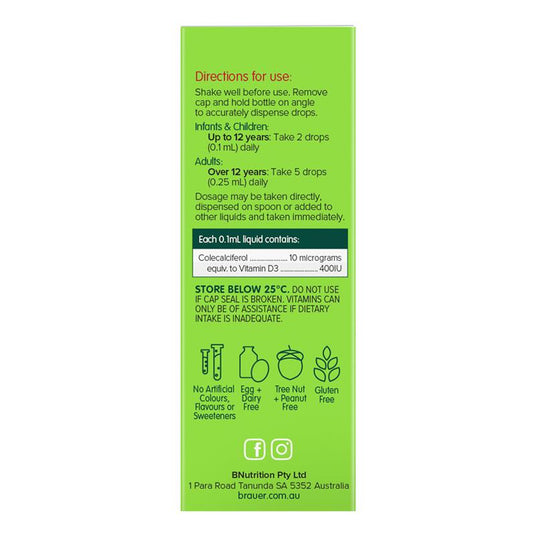 Brauer Kids Liquid Vitamin D 400IU 10ml