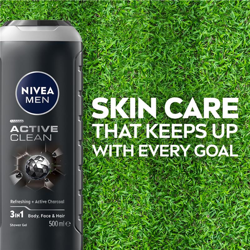 Load image into Gallery viewer, NIVEA MEN Active Clean 3-IN-1 Shower Gel Body Wash 500ml
