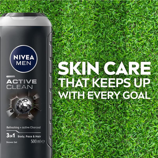 NIVEA MEN Active Clean 3-IN-1 Shower Gel Body Wash 500ml