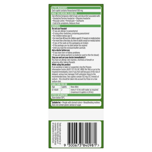 Panadol Rapid Paracetamol Pain Relief 80 Caplets