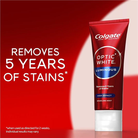 Colgate Toothpaste Optic White Luminous High Impact Teeth Whitening 85g