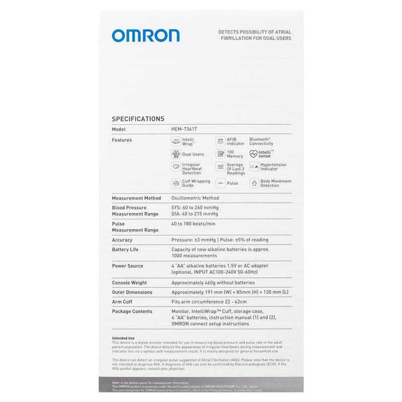 Load image into Gallery viewer, Omron HEM7361T Blood Pressure + AFIB Monitor Bluetooth
