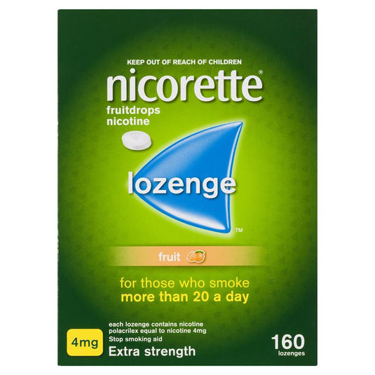 Nicorette Quit Smoking Extra Strength Nicotine Lozenge Fruitdrops 8 x 20 Pack