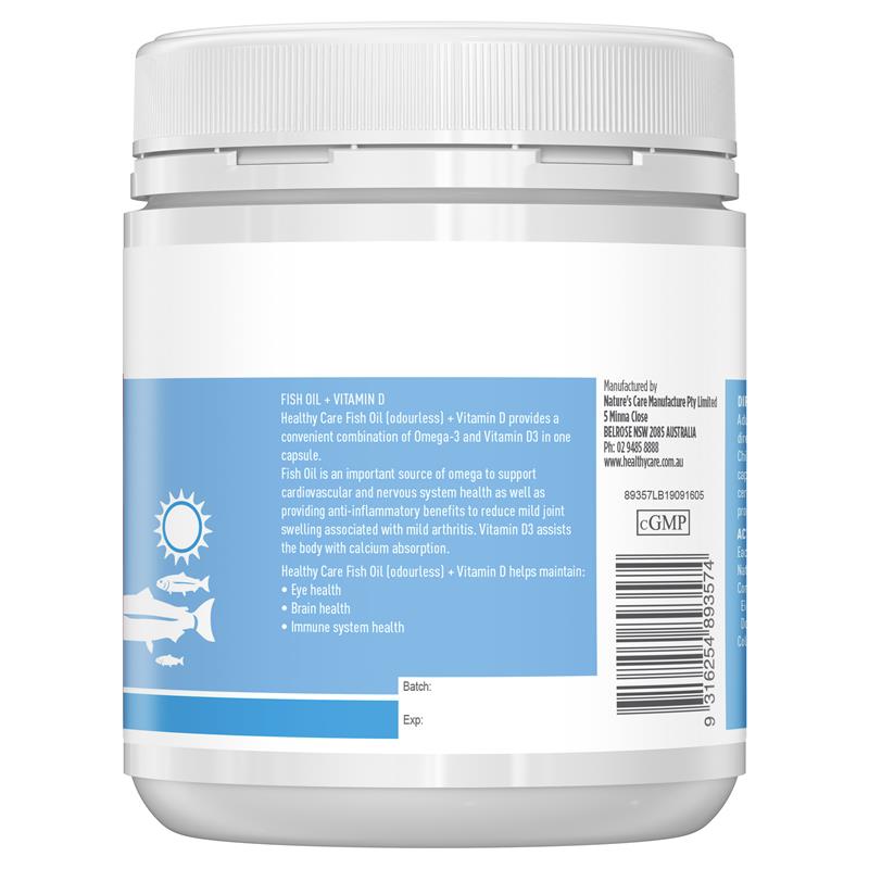 Load image into Gallery viewer, Healthy Care Fish Oil + Vitamin D 200 Capsules

