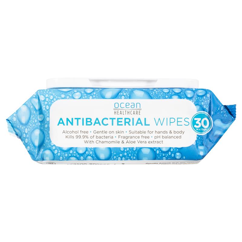 Load image into Gallery viewer, Ocean Antibacterial Wipes 30 Pack
