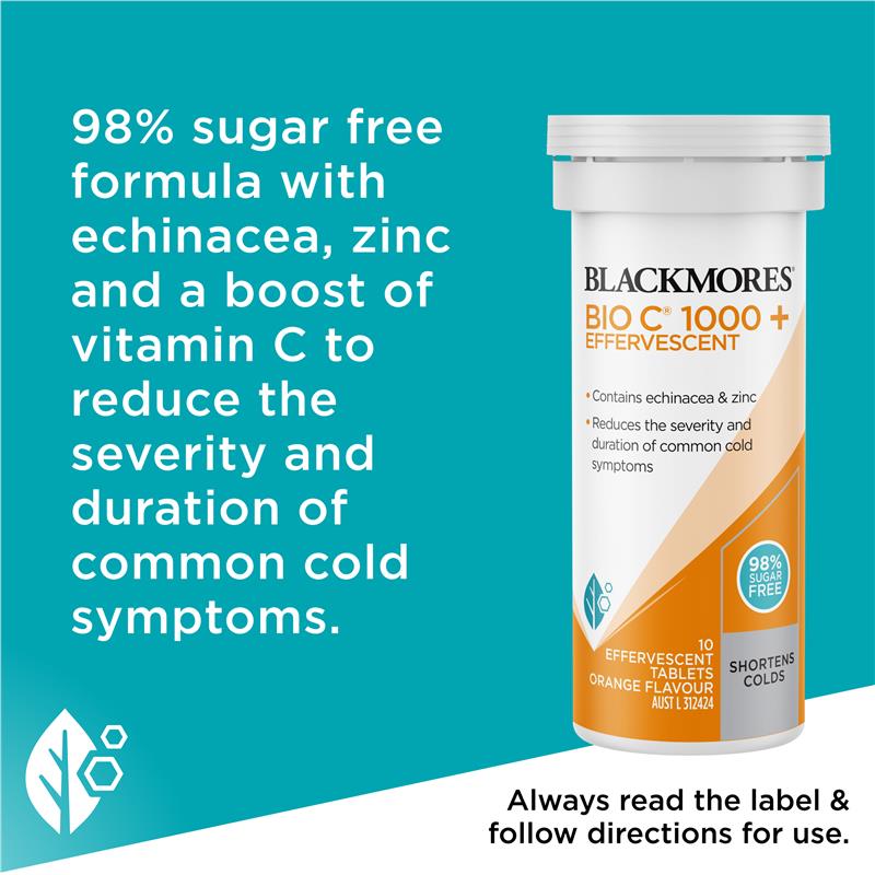 Load image into Gallery viewer, Blackmores Bio C 1000 Echinacea + Zinc 10 Effervescent Tablets
