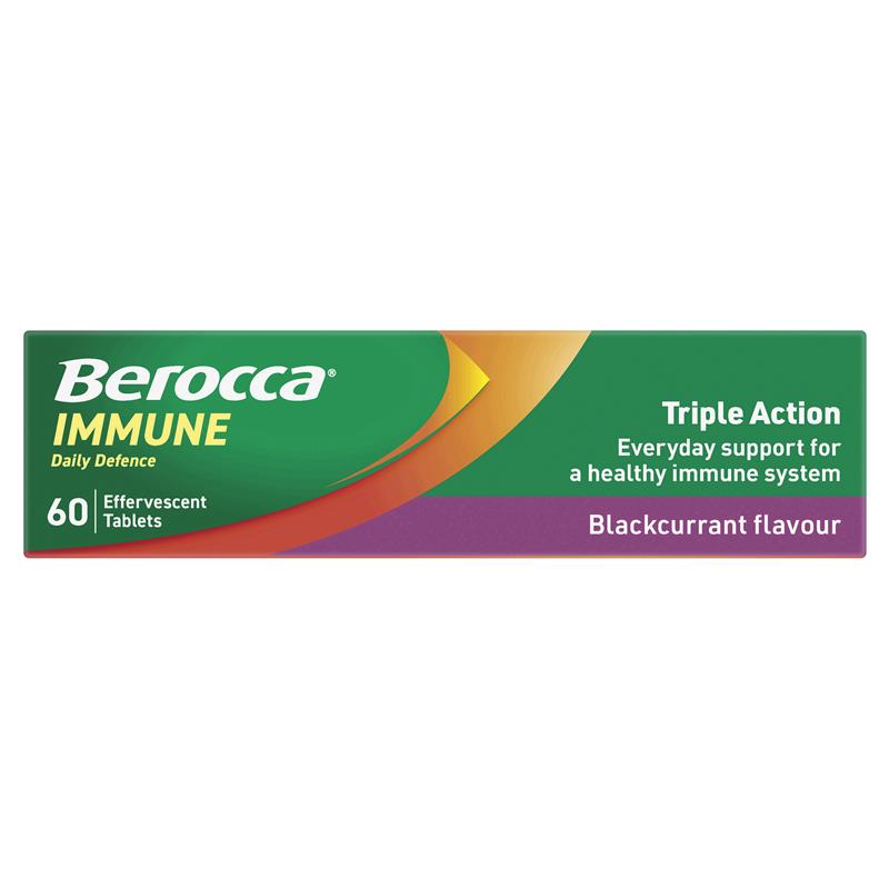 Load image into Gallery viewer, Berocca Immune Daily Defence Blackcurrant 60 Effervescent Tablets Exclusive Size
