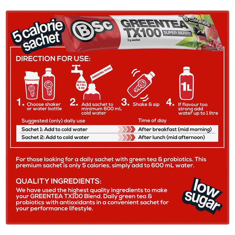 Load image into Gallery viewer, BSc Green Tea TX100 Super Berry 60 x 3g Serve NEW

