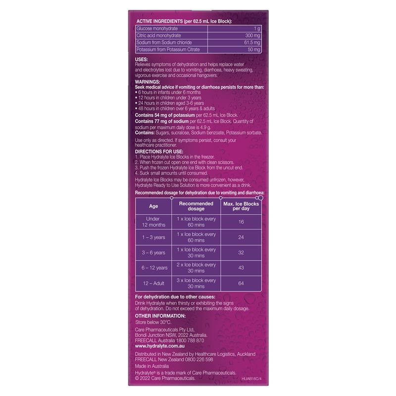 Load image into Gallery viewer, Hydralyte Rehydration Ice Blocks Apple Blackcurrant 16 Pack
